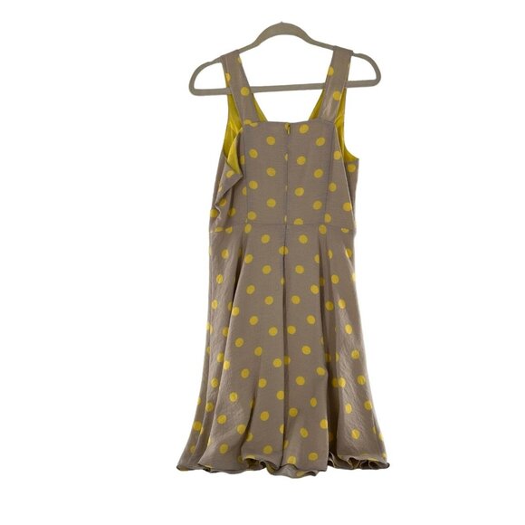 Yumi Yellow Polka Dot 8/10 L Sleeveless Fit & Flare Dress Viscose Linen Boho - Picture 6 of 15